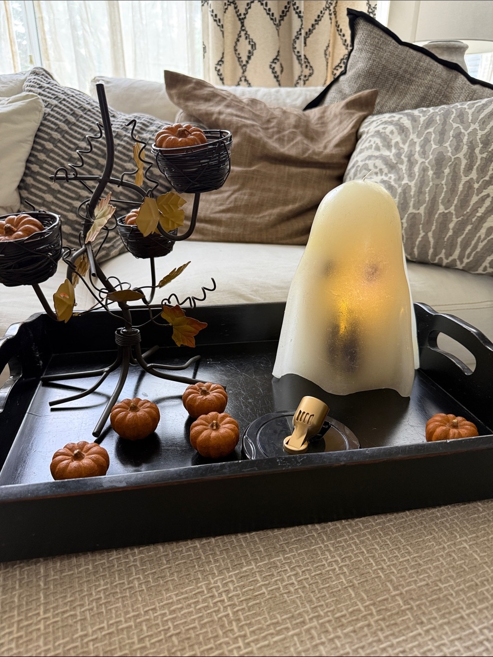Retired Pottery Barn Frosted White Ghost candle